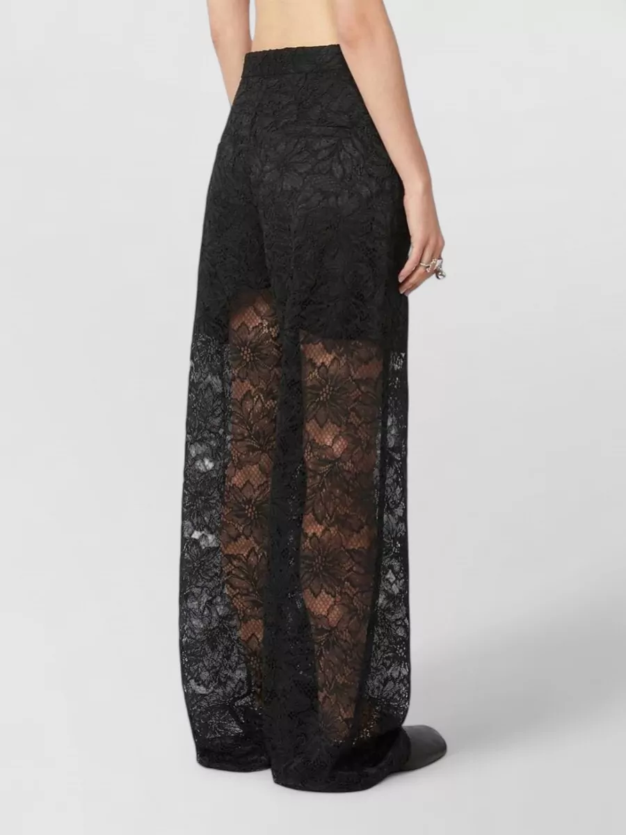 Sportmax Floral-Lace High-Rise Wide-Leg Trousers