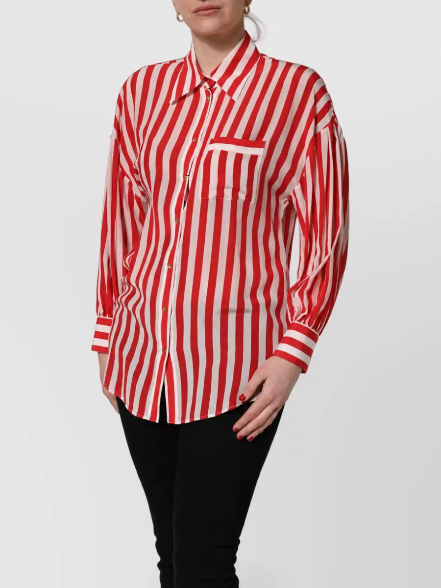 Dolce&Gabbana Silk Striped Long-Sleeve Blouse