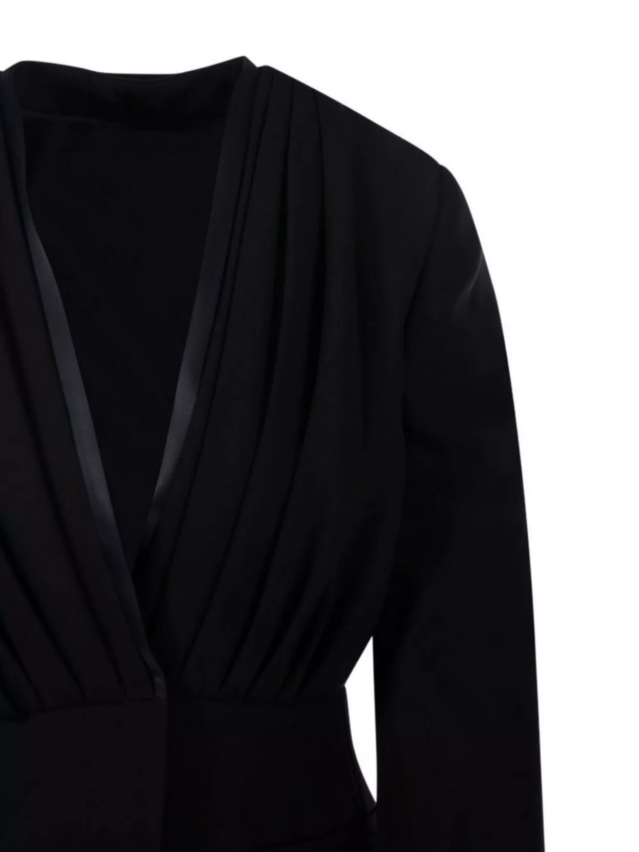 Max Mara Long Sleeve Single Breasted Pleated Blazer In Black