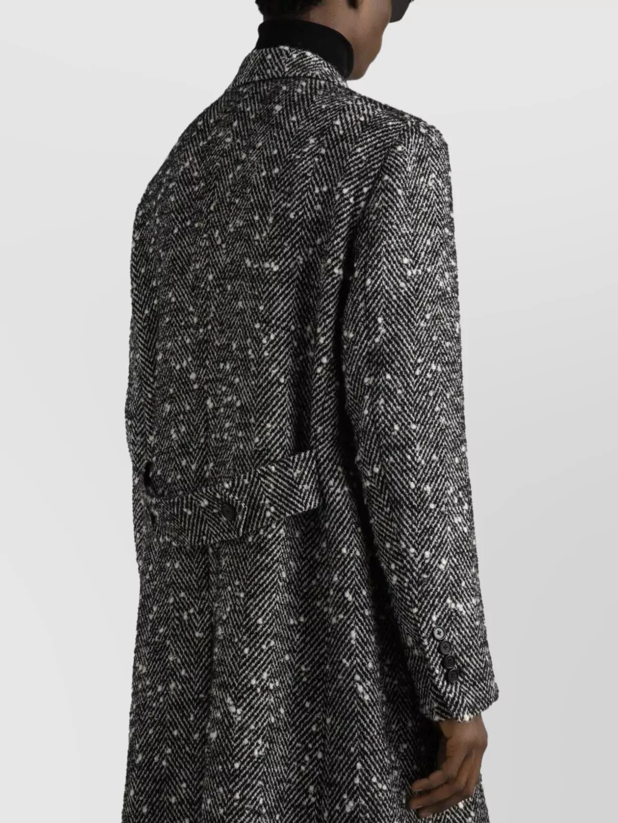 Dolce&Gabbana Herringbone Long Coat Flap Pockets