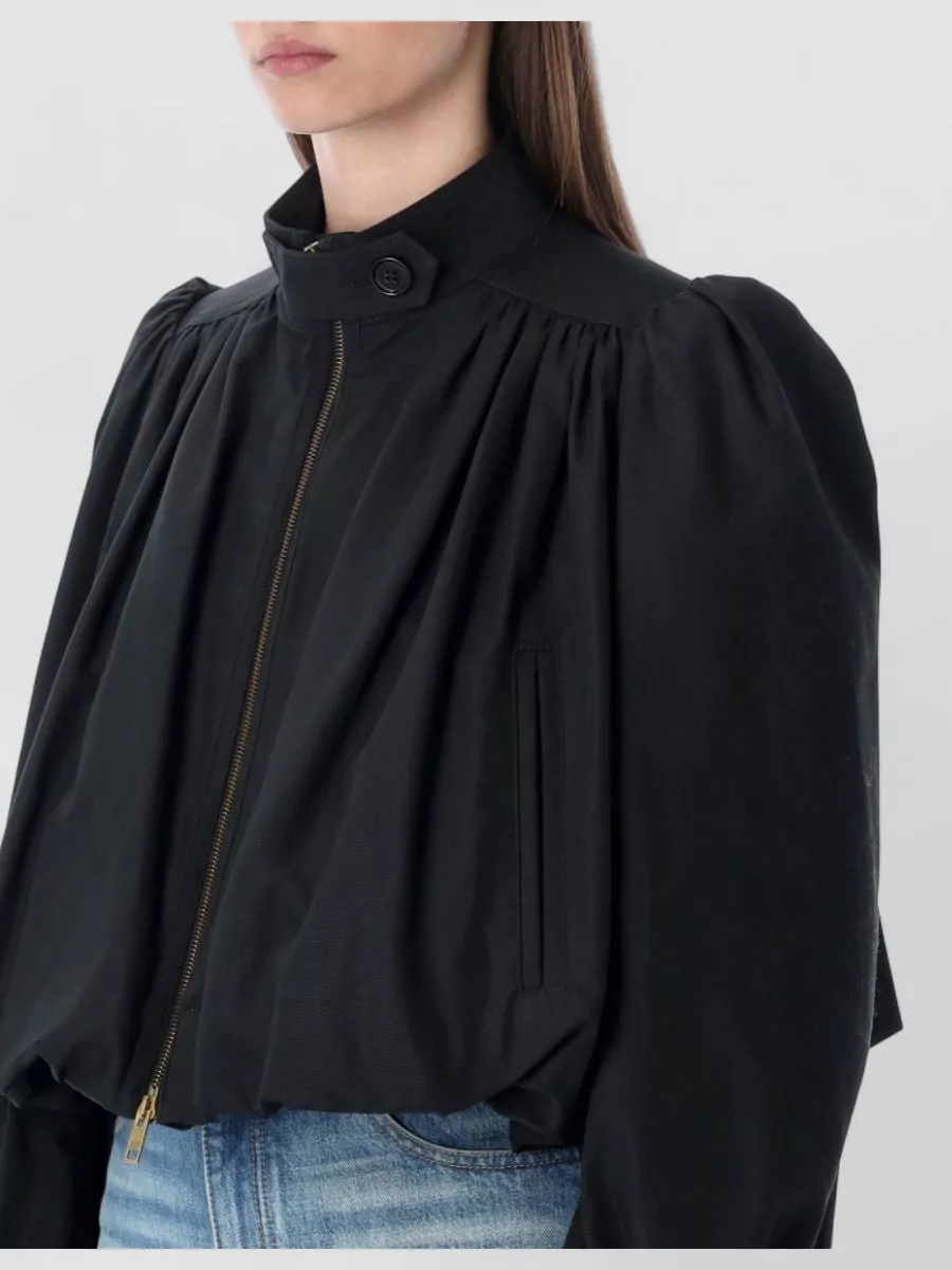 Chloé Cropped Cotton Trench Jacket High Collar
