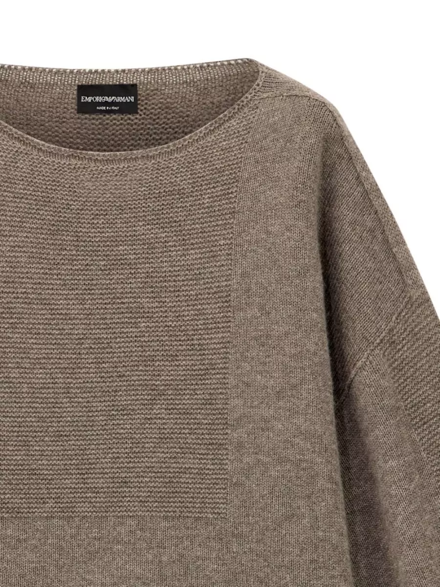 Emporio Armani Fine-Knit Boat Neck Wool Cashmere Sweater