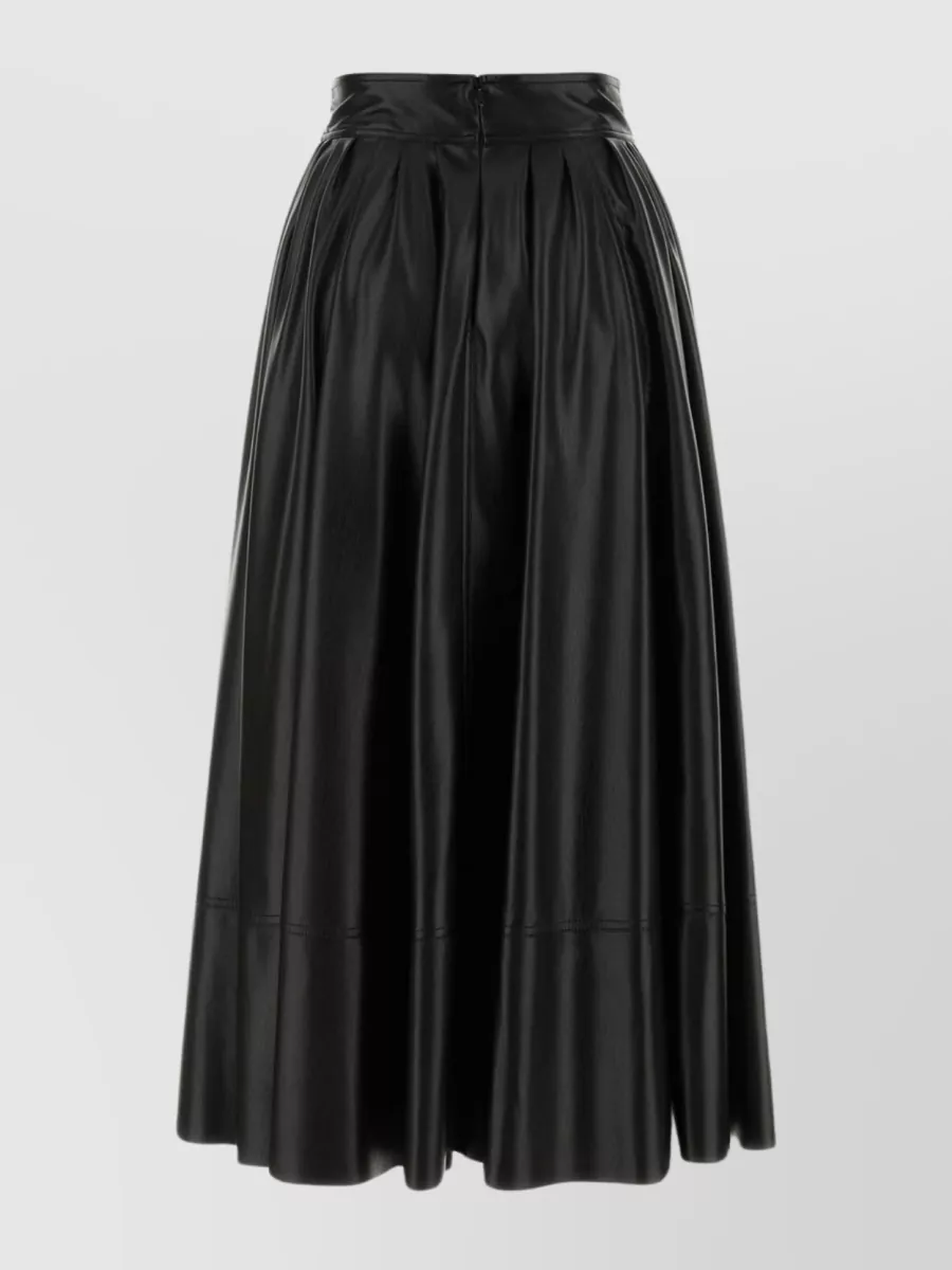 Shop Philosophy Di Lorenzo Serafini Flattering Pleated Faux Leather Skirt In Black