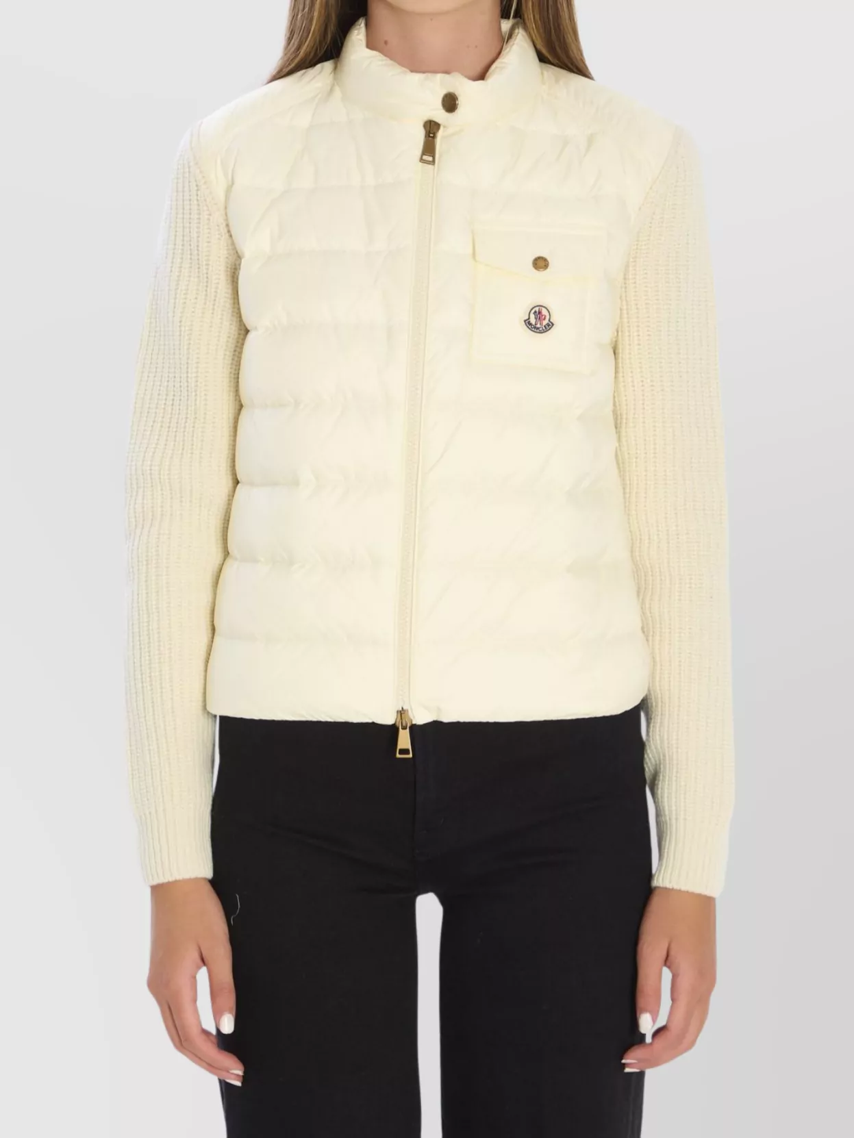 Moncler Cropped Padded Cardigan Zip Pockets