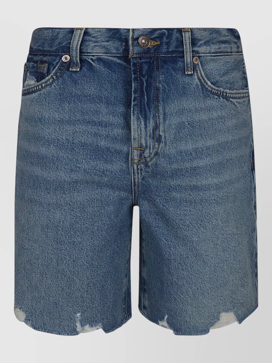 7 For All Mankind Denim mid-rise straight-leg knee-length shorts