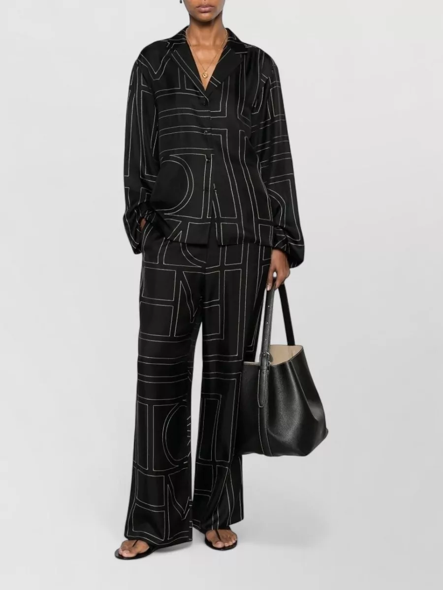 Totême Silk Monogram-Print Long-Sleeve Pyjama Shirt