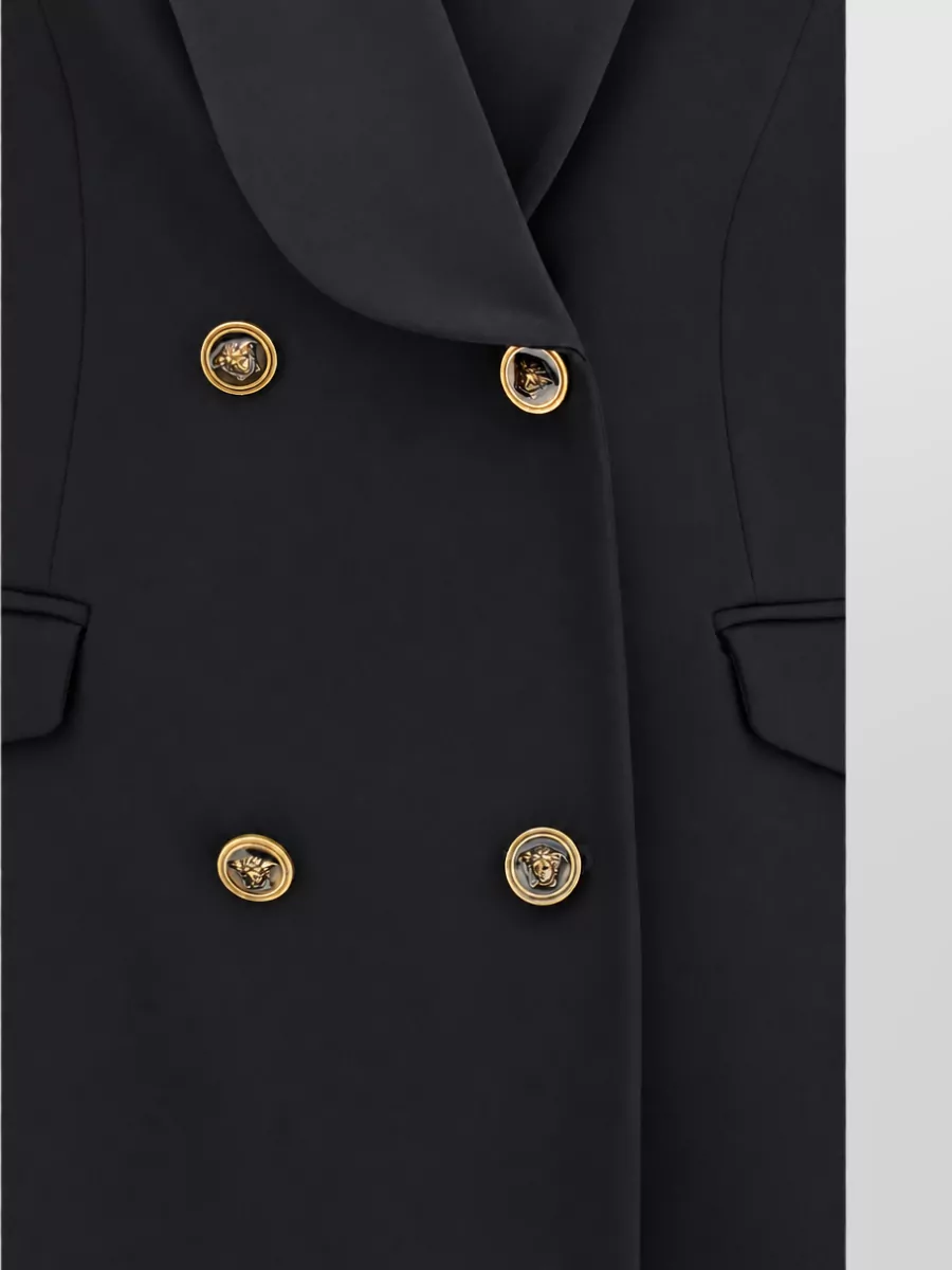 Versace Wool Crystal Embellished Double Breasted Blazer