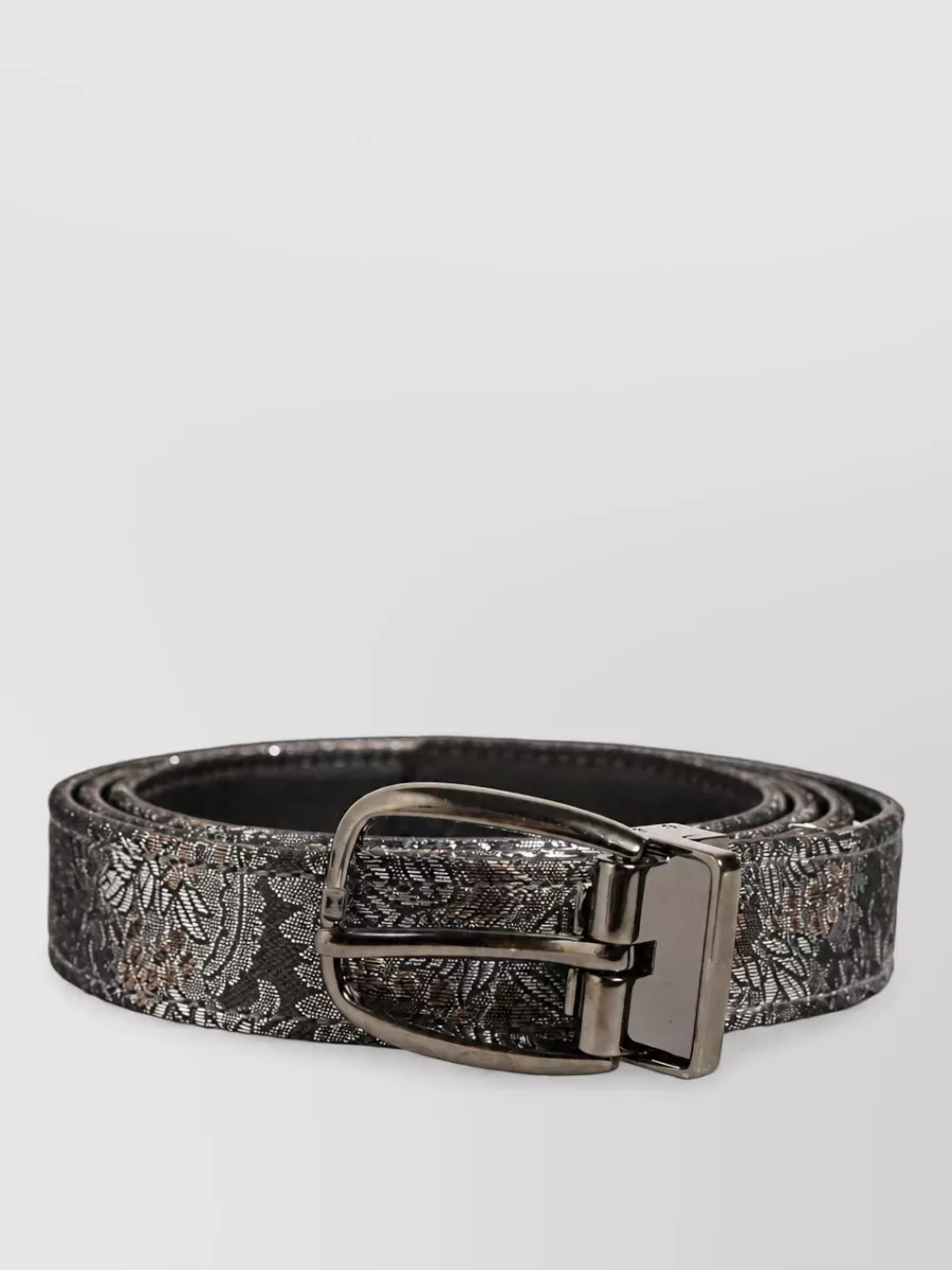 Dolce&Gabbana Leather Floral-Jacquard Belt