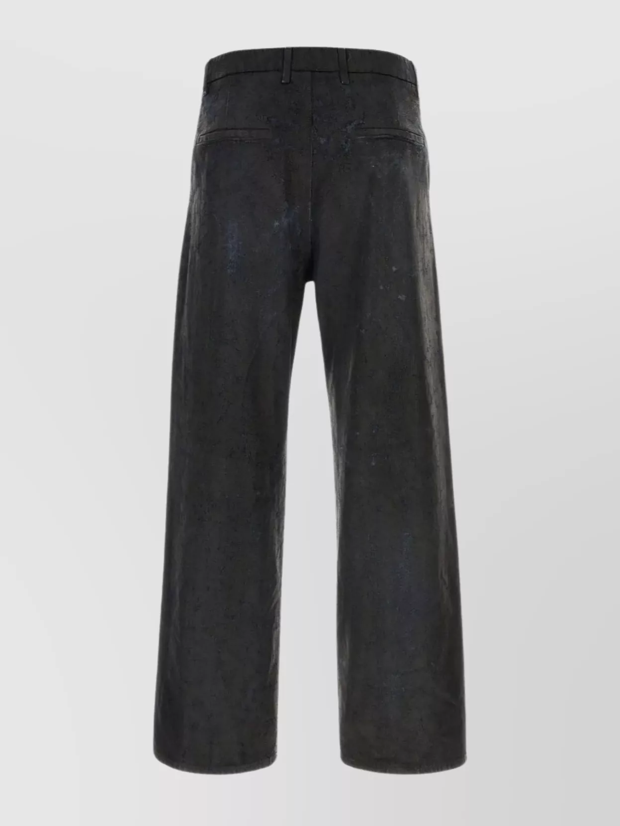 Diesel Wide Leg Denim Trousers With Textured Finish In Black