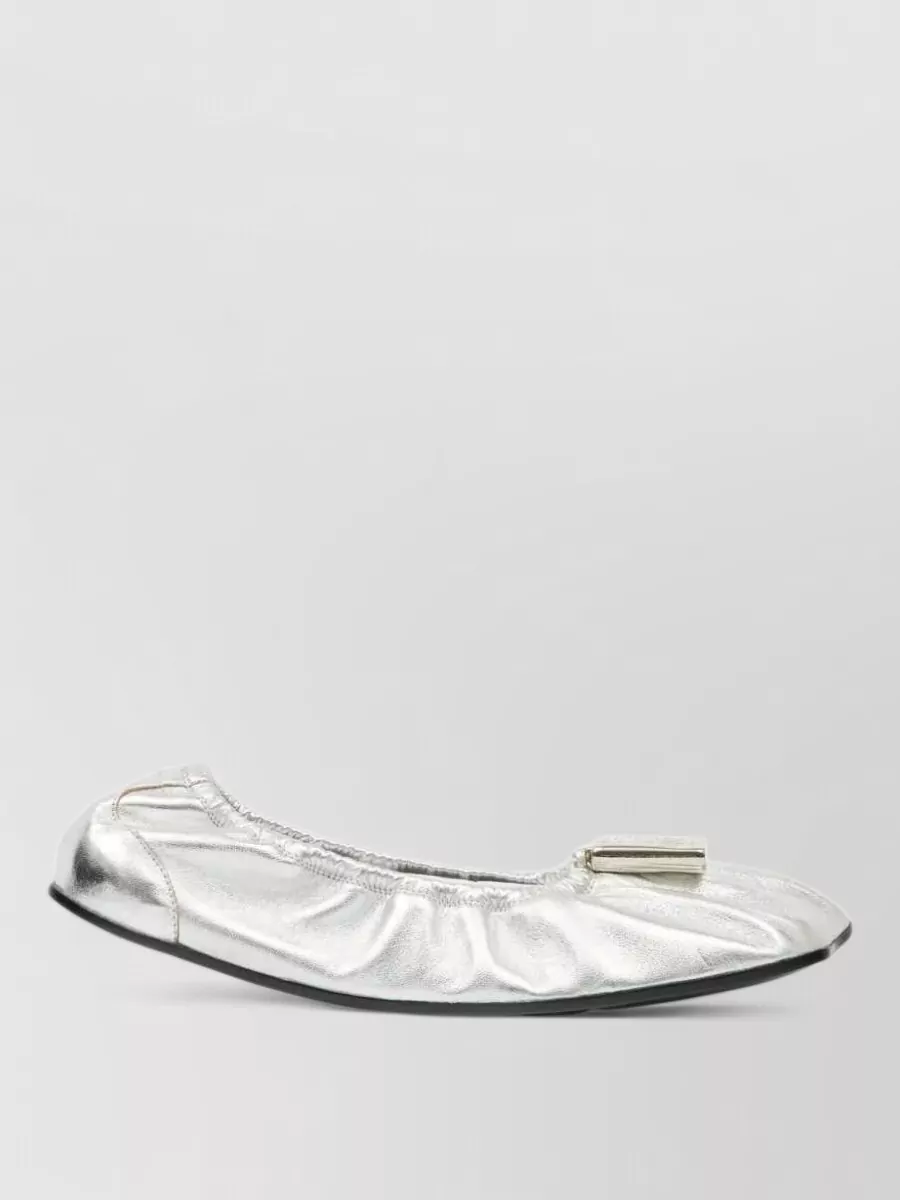 Mm6 Maison Margiela Leather Gathered Ballerina Flats