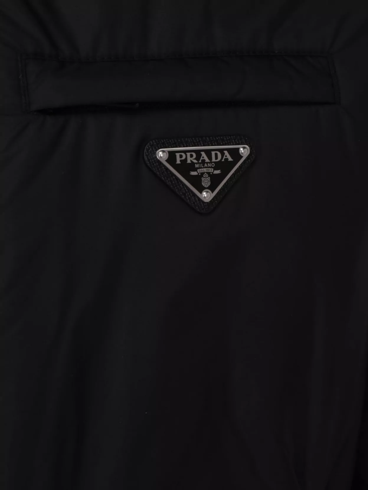Prada Logo Plaque Puffer Jacket In Black