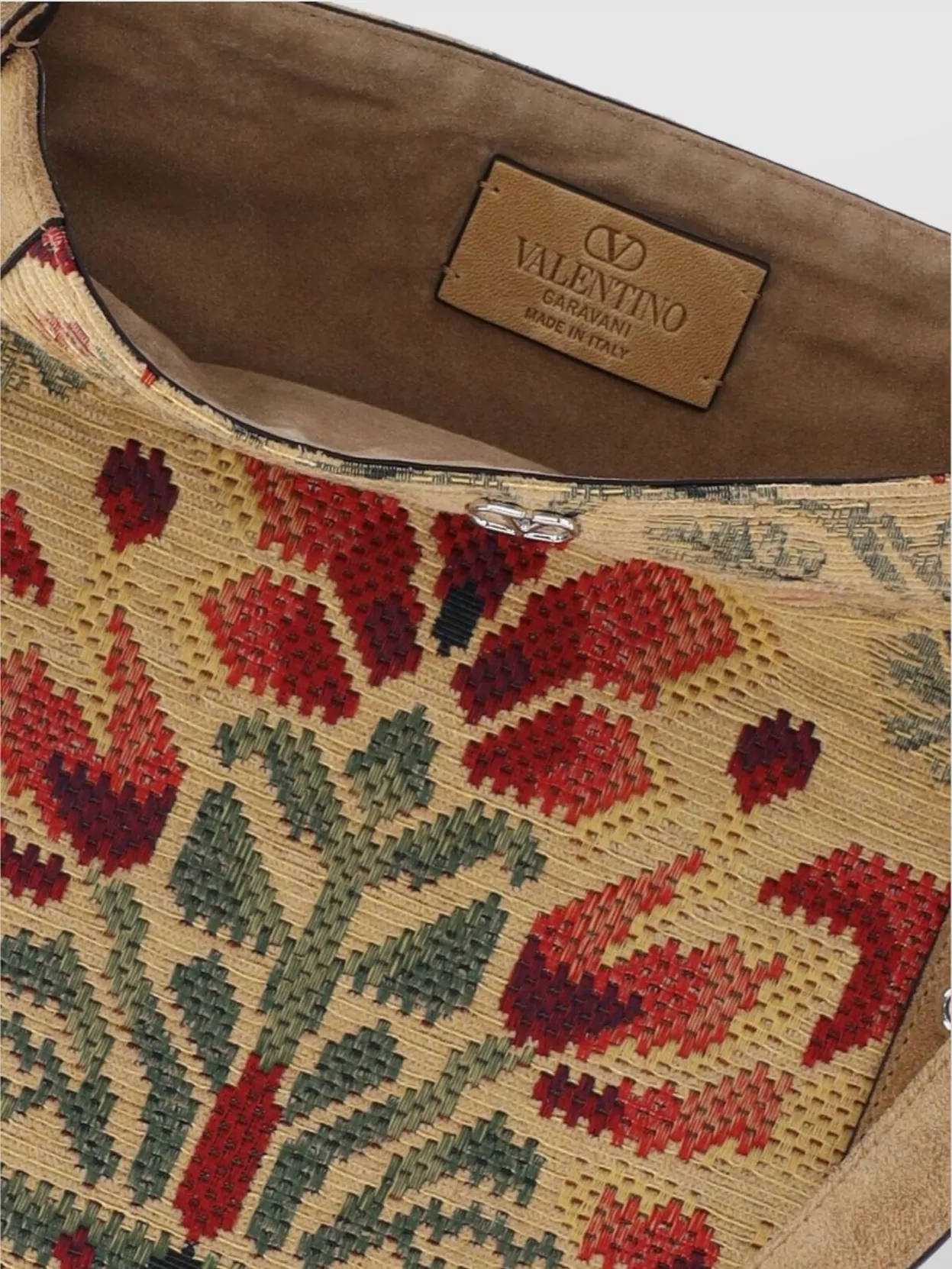 Valentino Garavani Suede Fringe Floral Eyelet Shoulder Bag