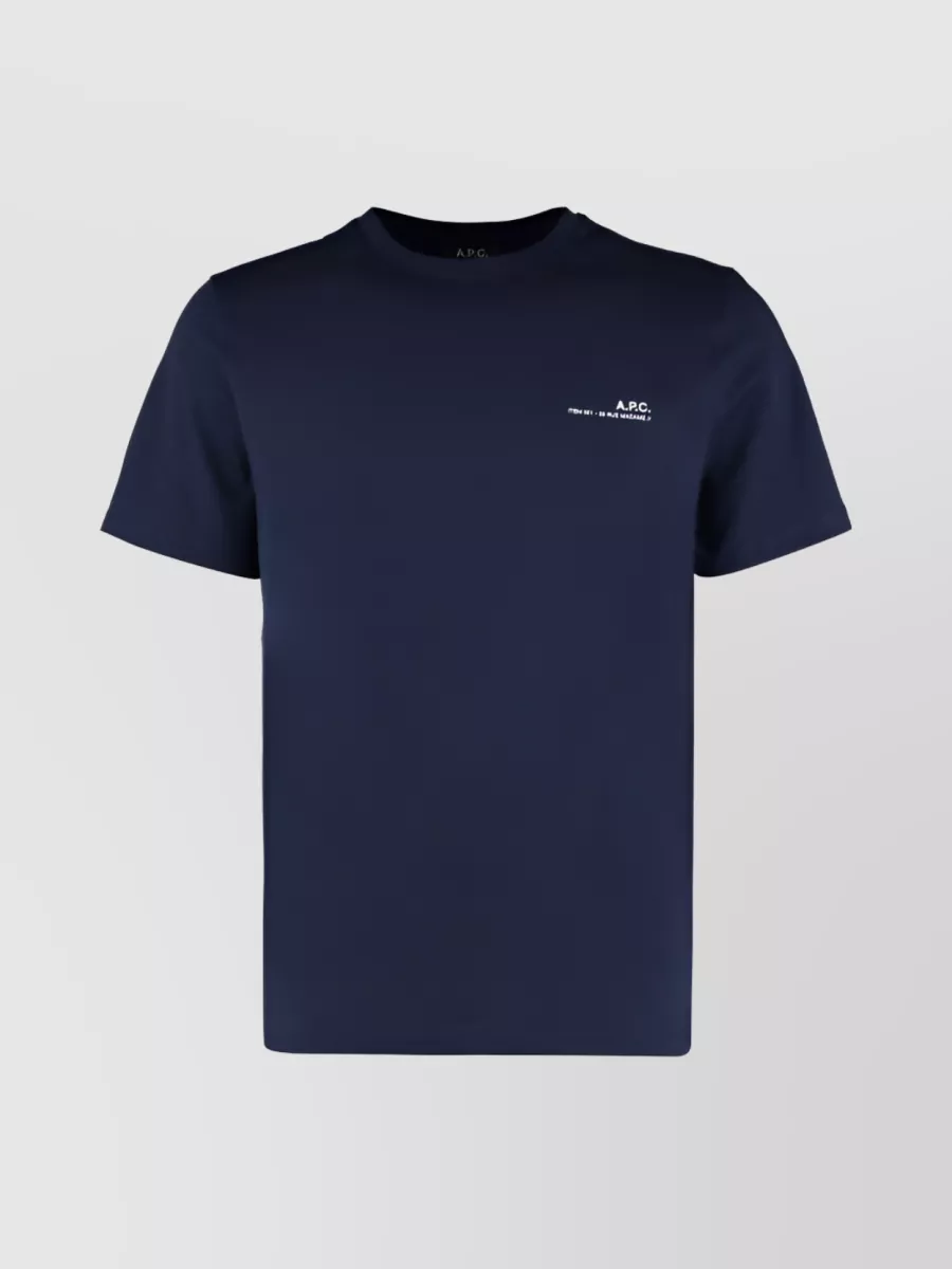 Shop Apc Cotton Logo Crew Neck T-shirt In Blue