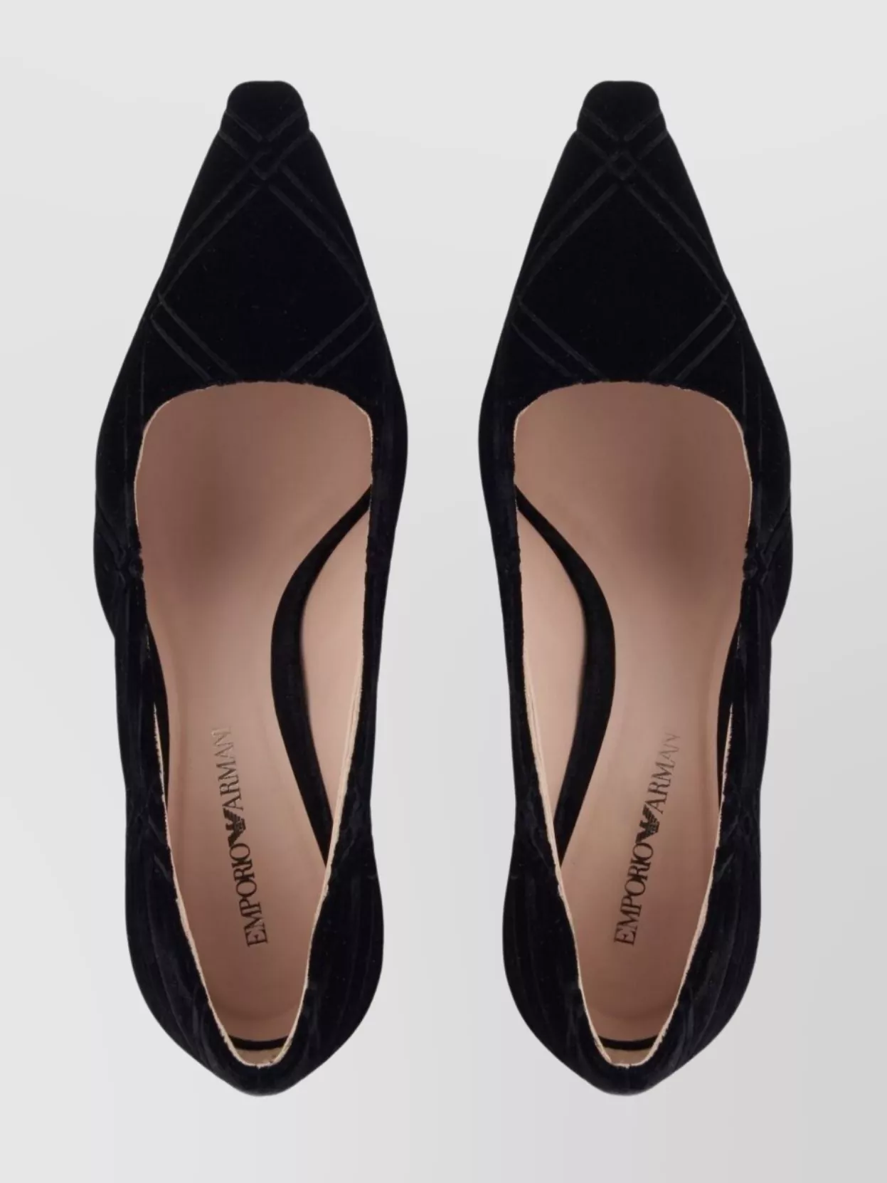 Emporio Armani Stylish Pumps With Curved Heel And Pattern In Black