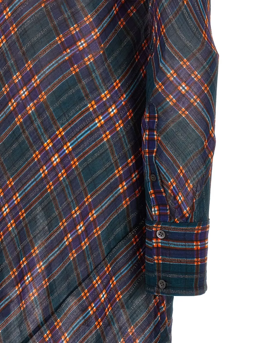 Dries Van Noten Dalima Checked Silk Maxi Shirt Dress