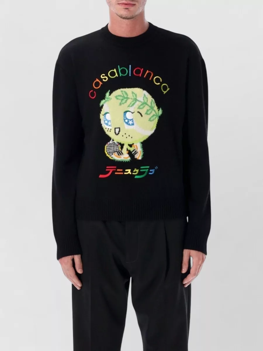 Casablanca Merino wool intarsia knit crewneck sweater