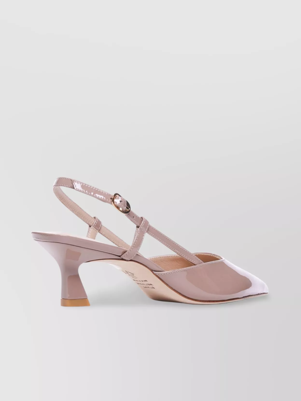 Stuart Weitzman Glossy Buckle Mid Heel Slingback Pumps