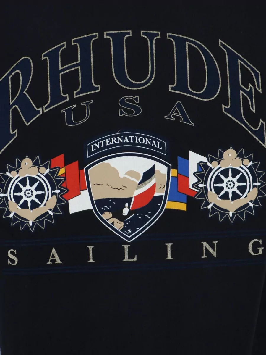 Rhude Graphic Print Crew Neck Cotton T Shirt