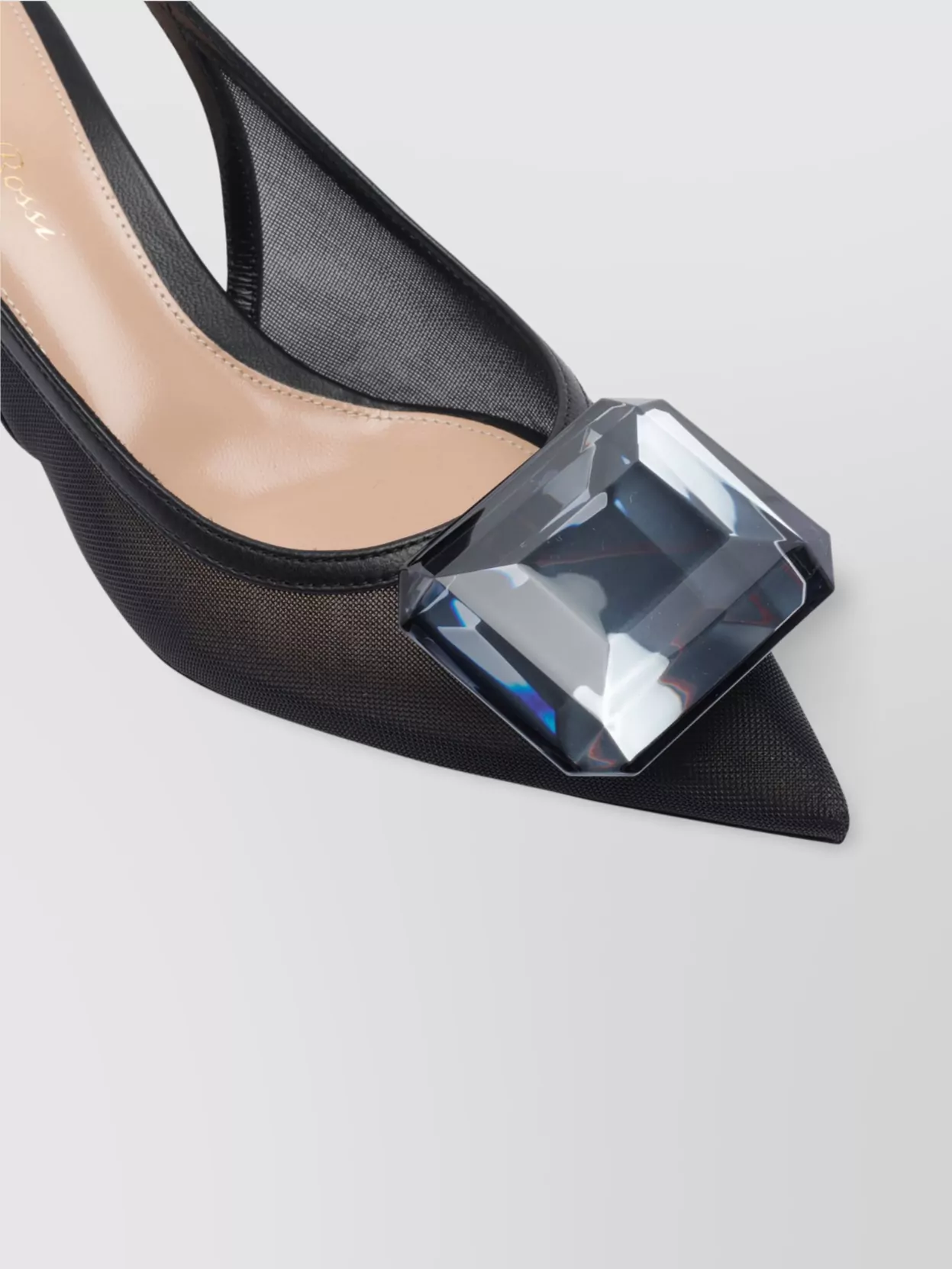 Gianvito Rossi Mesh Slingback Kitten Heel Pumps