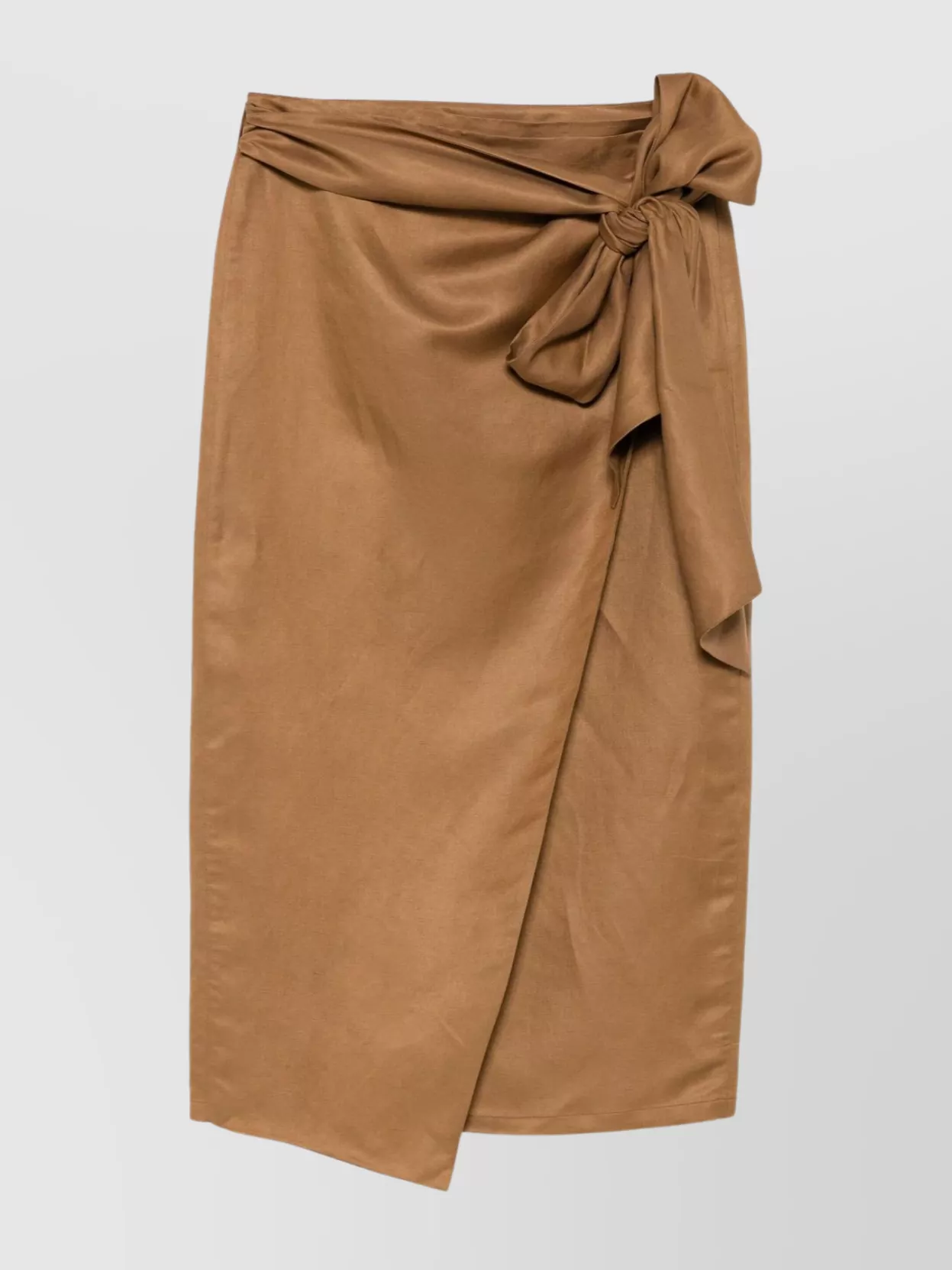 Max Mara High Waist Midi Skirt With Bow Detail In Brown