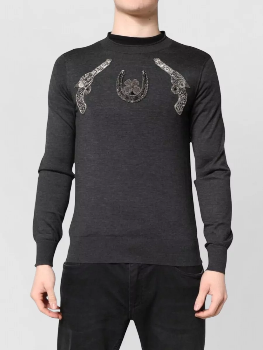 Dolce&Gabbana cashmere embellished crew neck long sleeve sweater