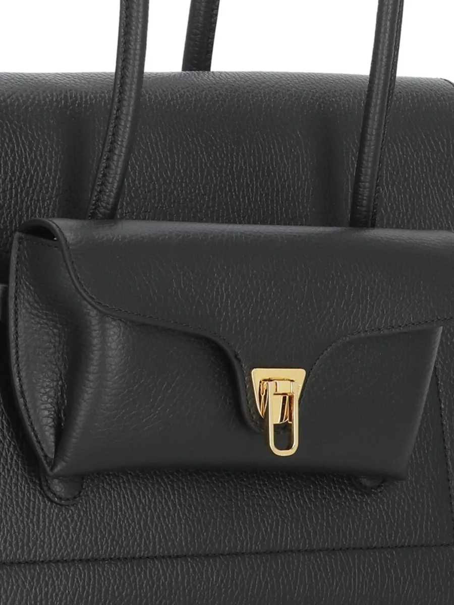 Coccinelle Pebbled Leather Shoulder Bag Chain Detail