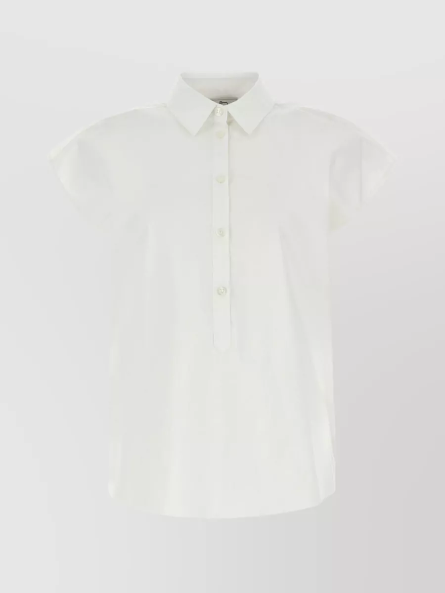 Shop Woolrich Cotton Poplin Sleeveless Shirt With Rear Yoke In White