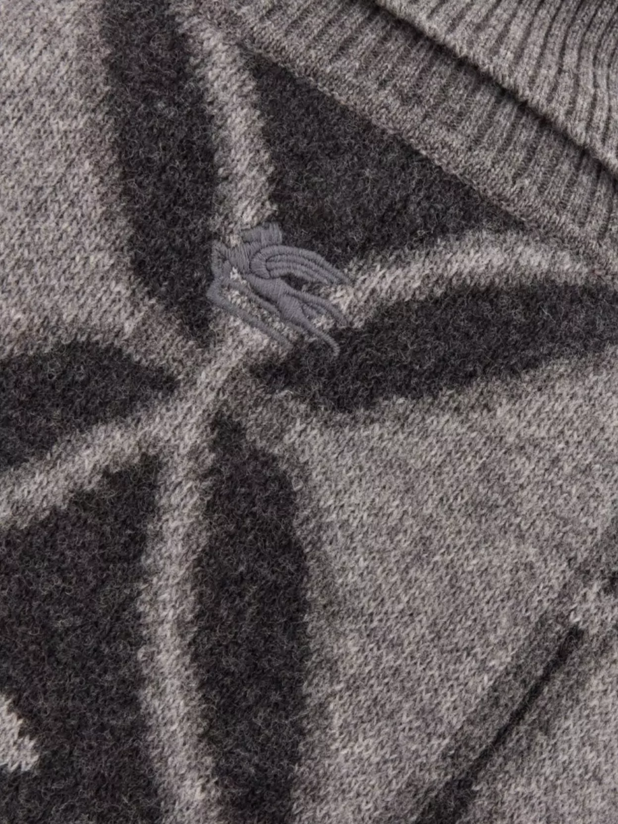 Etro Oversize Wool Sweater With Embroidered Geometric Pattern