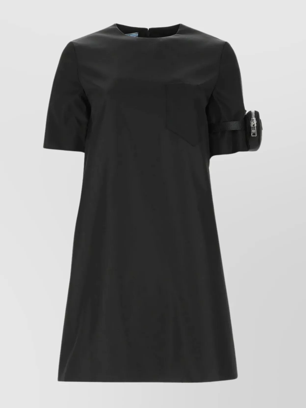 Shop Prada Structured A-line Dress With Patch Pocket In Black