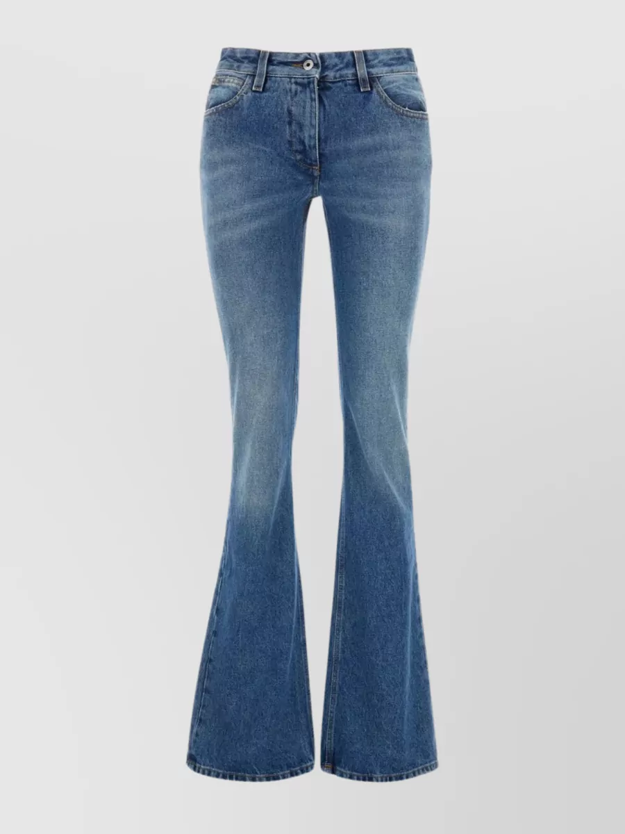Shop Off-white Flared Stonewashed Denim Trousers In Blue