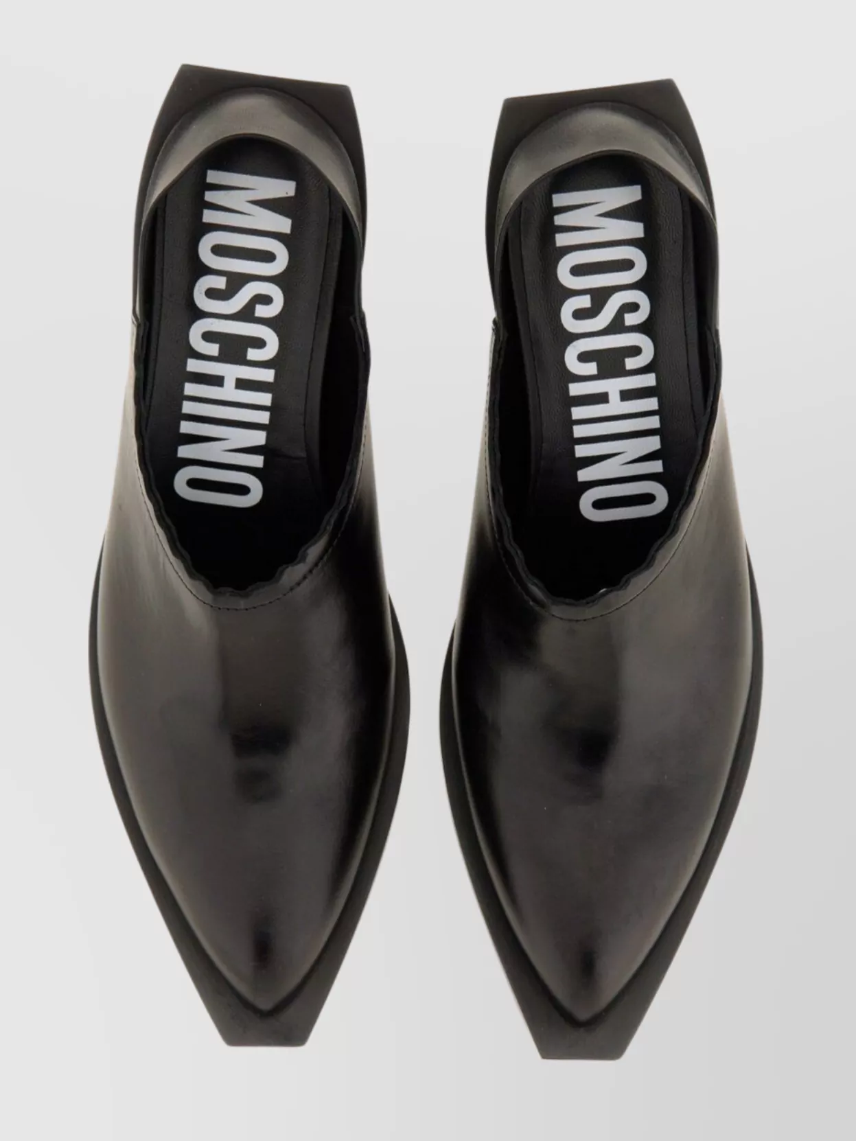 Moschino Pointed Toe Scalloped Edge Loafers