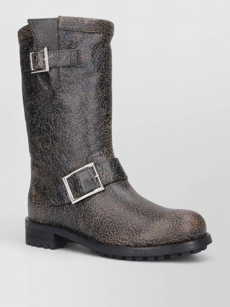 Jimmy Choo leather mid-calf biker boots