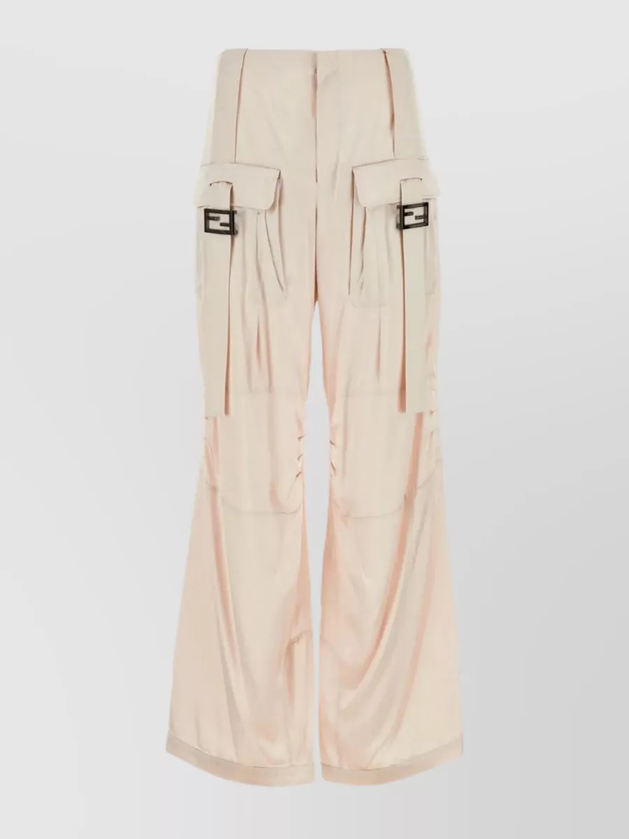 Shop Fendi Cargo Pant With Adjustable Straps And Buckle Belt In Beige