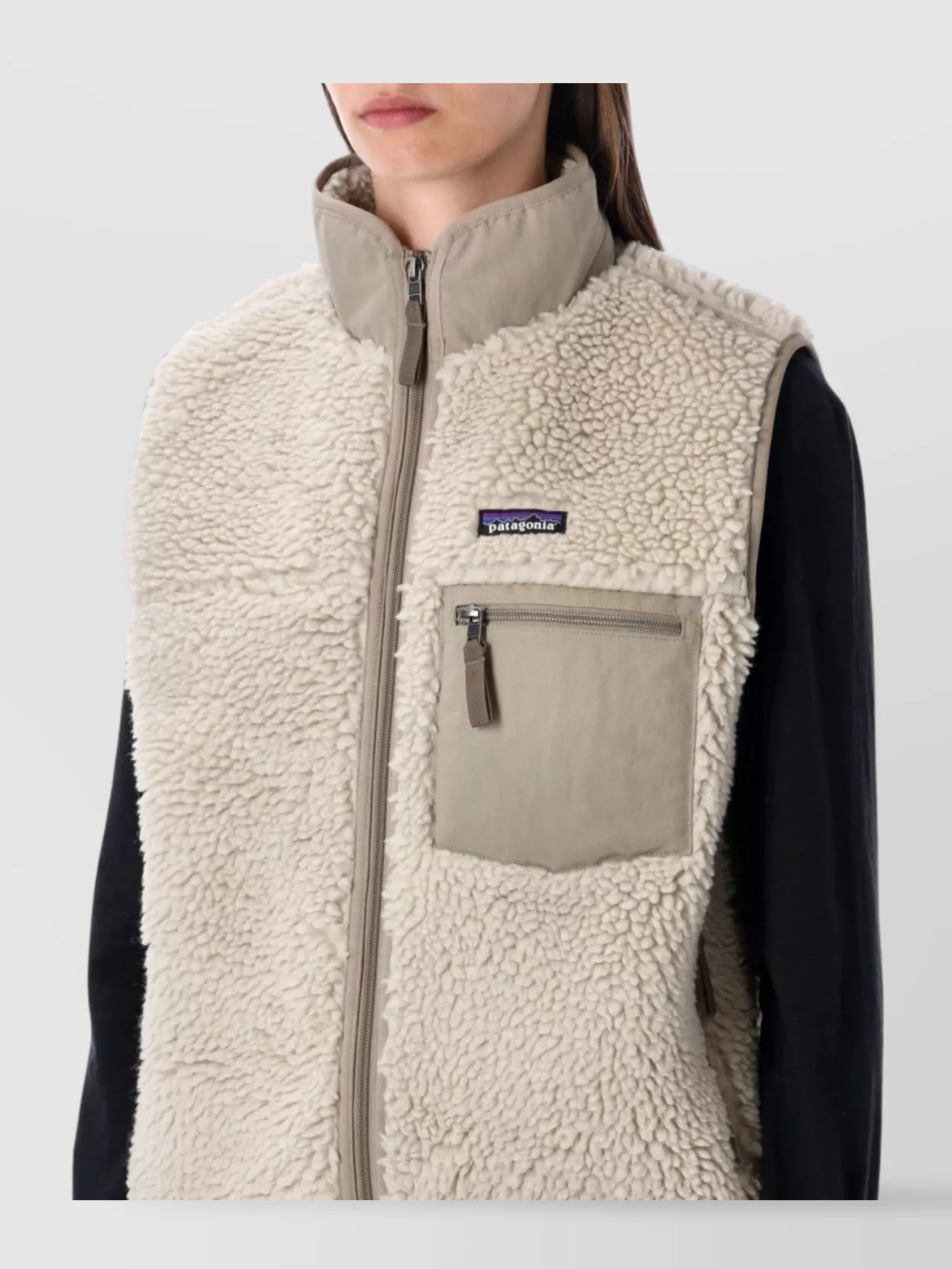 Patagonia Retro Fleece Vest High Collar In Neutral