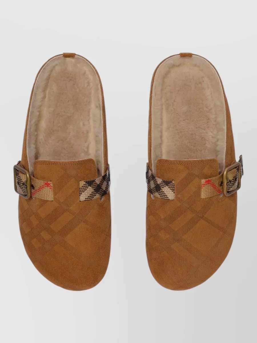 Burberry Shearling Check Mules