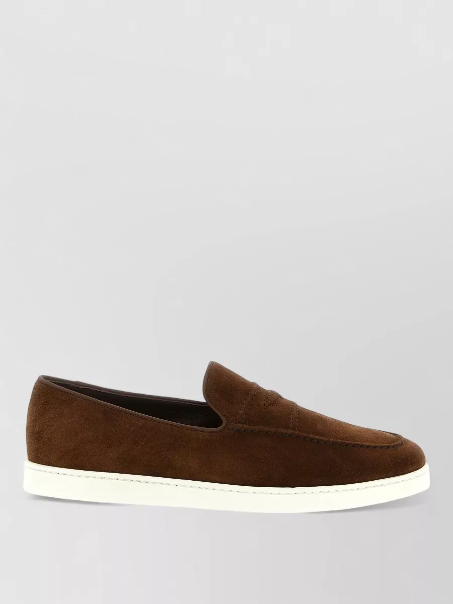 Church's Suede Loafers Contrast Sole Round Toe