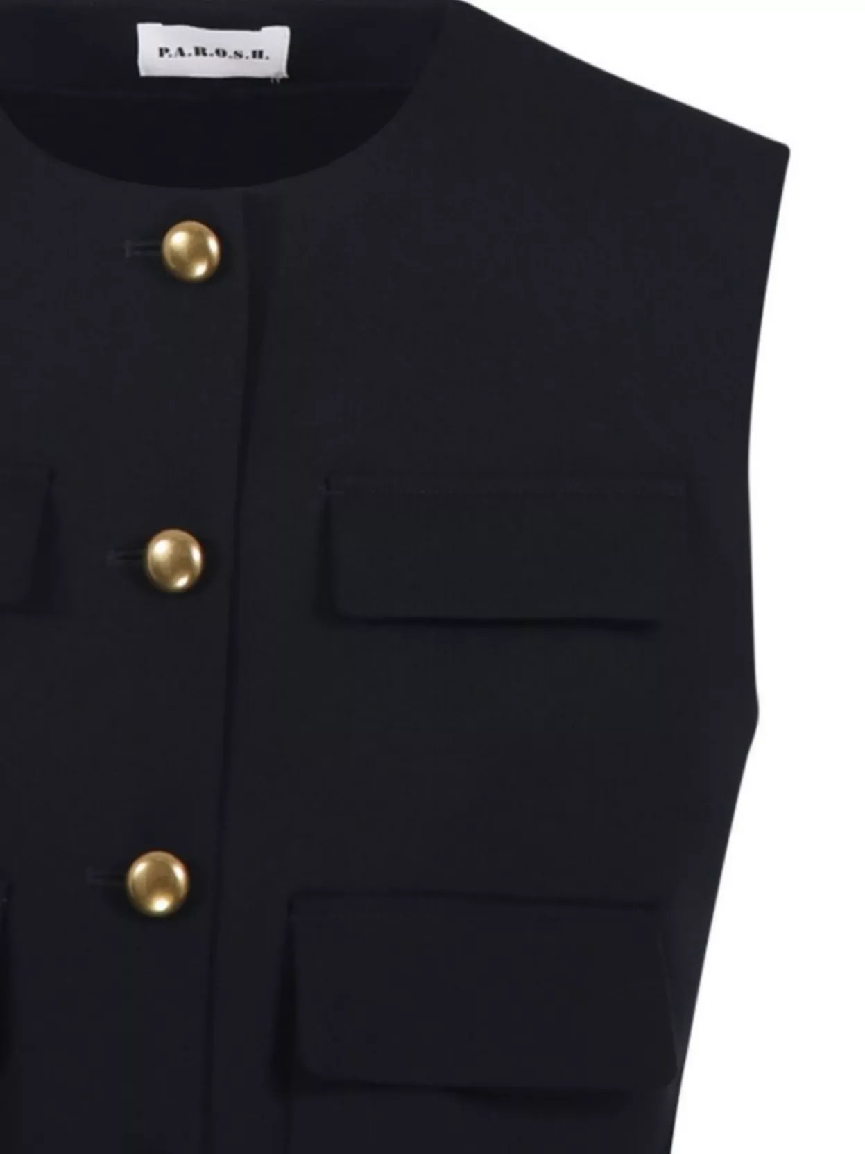 Parosh Sleeveless Knitwear With Gold Buttons And Pockets