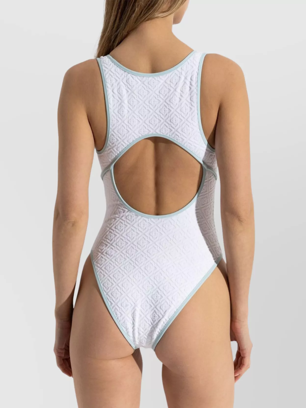 Casablanca Monogram Swimsuit With Scoop Neckline And Open Back
