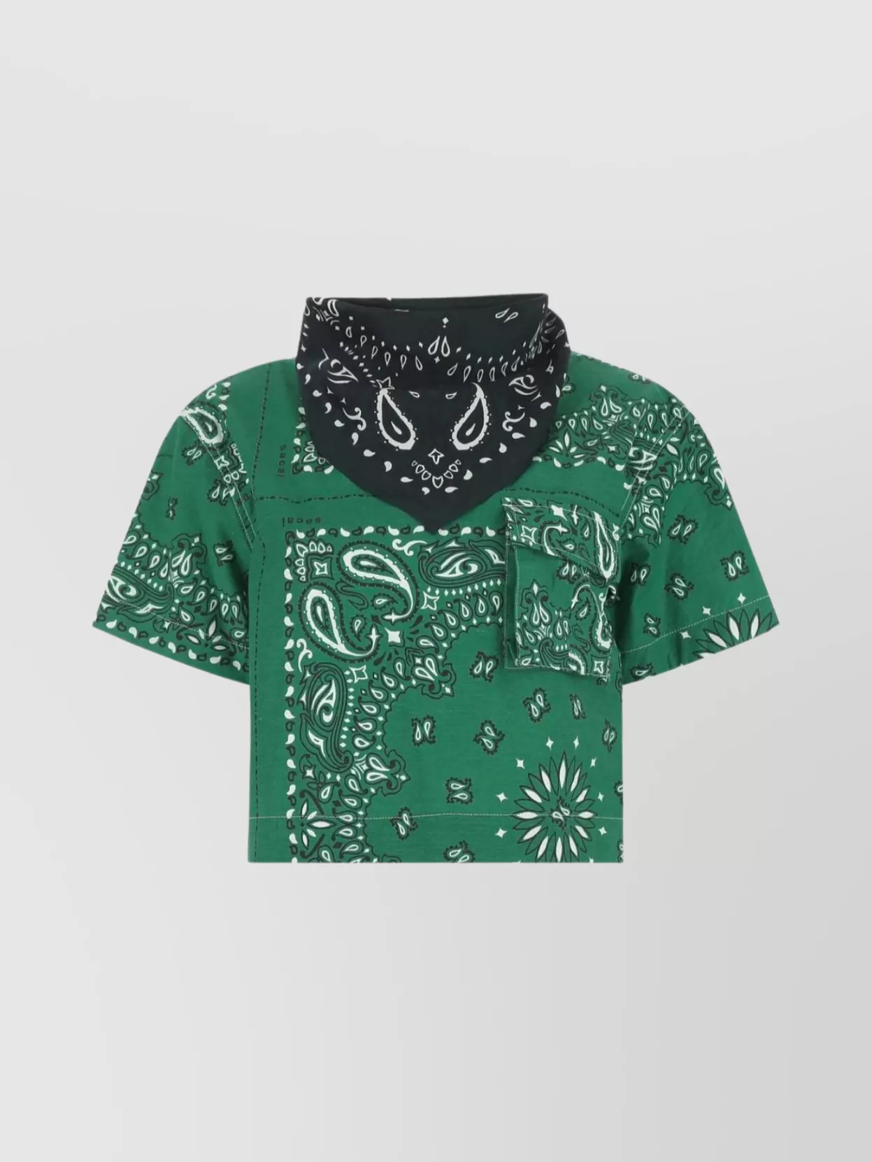 Shop Sacai Paisley Bandana Collar T-shirt