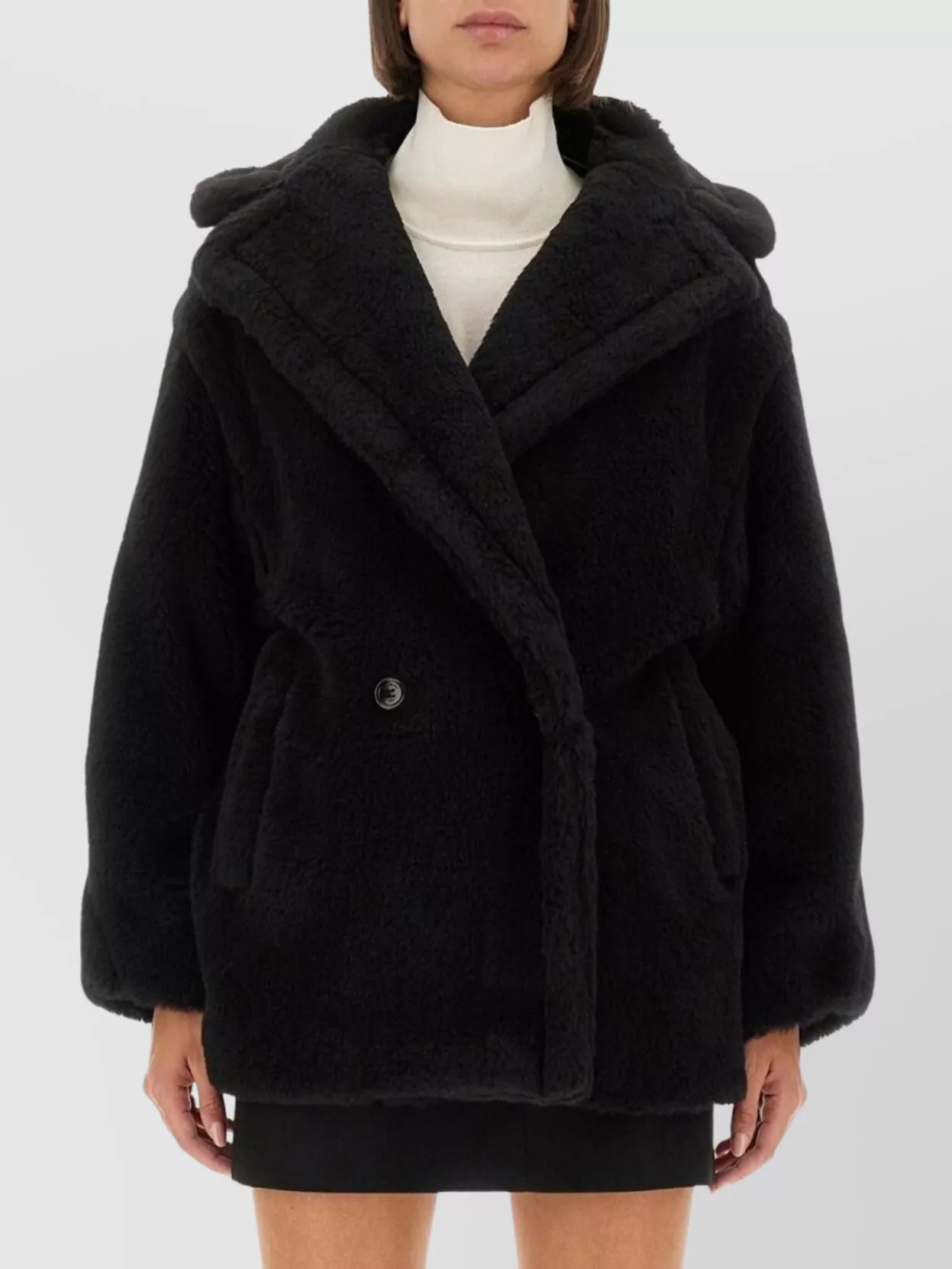 Max Mara Plush Teddy Coat Olga Style In Black