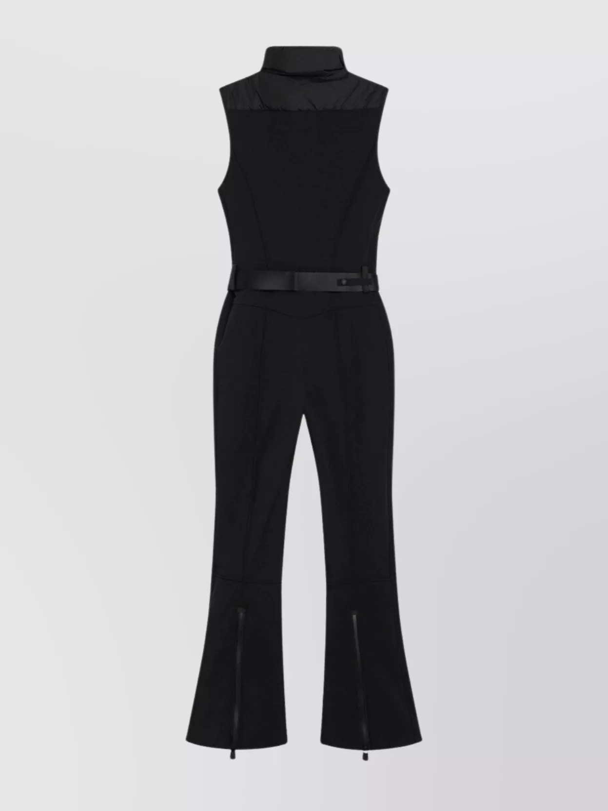 Moncler Down Padded Ski Suit With Belted Waist In Black