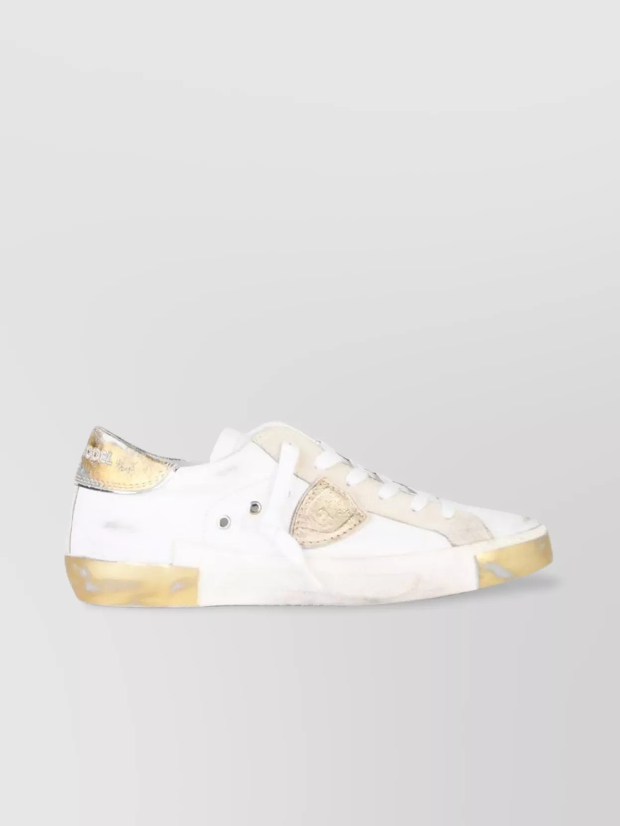 Philippe Model Metallic Perforated Rubber Sole Sneakers