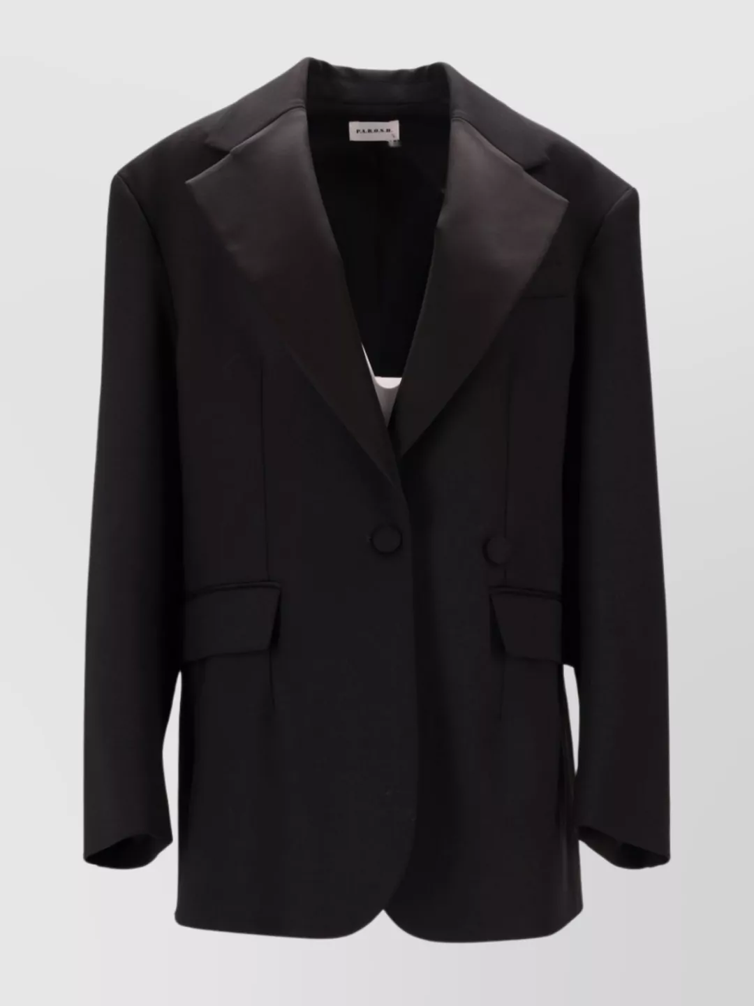 P.a.r.o.s.h Tailored Satin Lapel Long Sleeve Jacket In Black