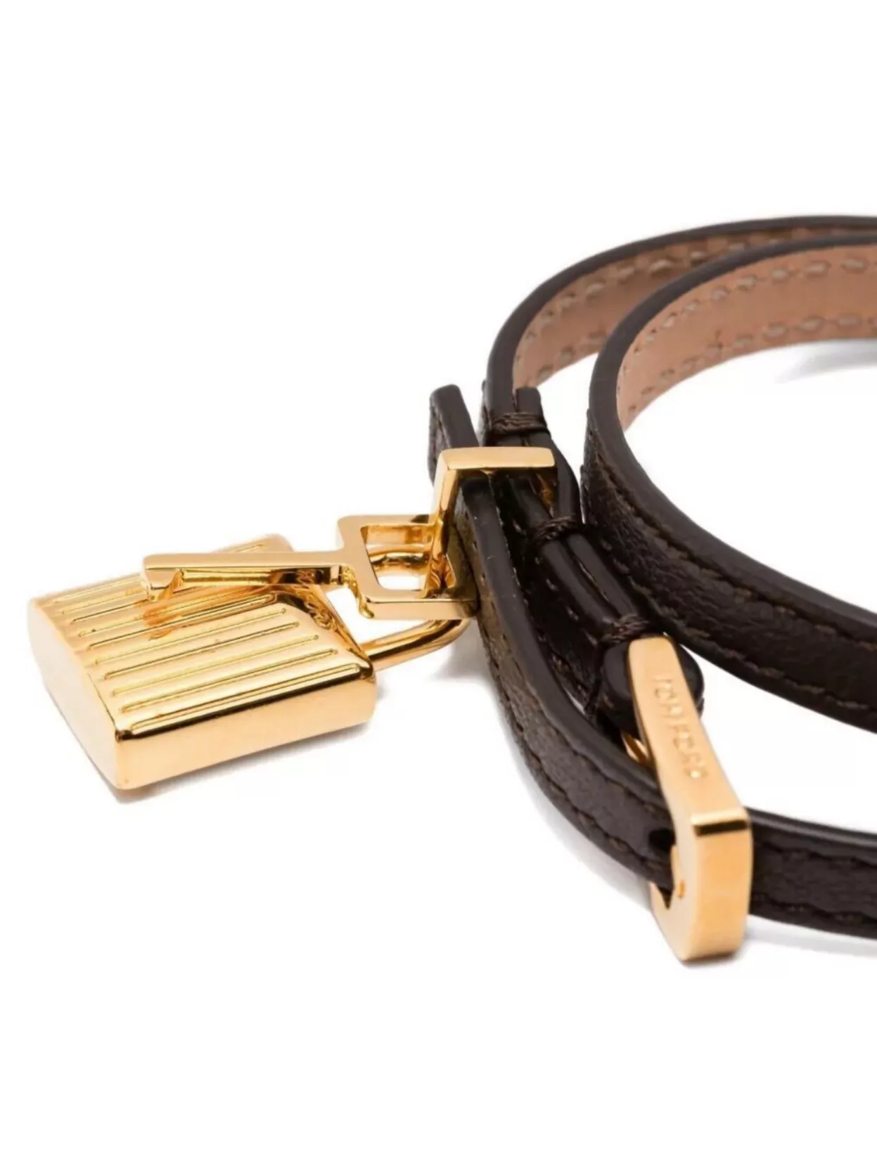 Tom Ford Leather Bracelet Featuring Padlock Charm