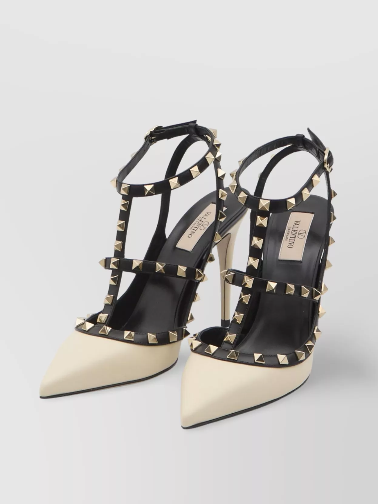 Valentino Stiletto Heel Leather Pumps Rockstuds In Neutral