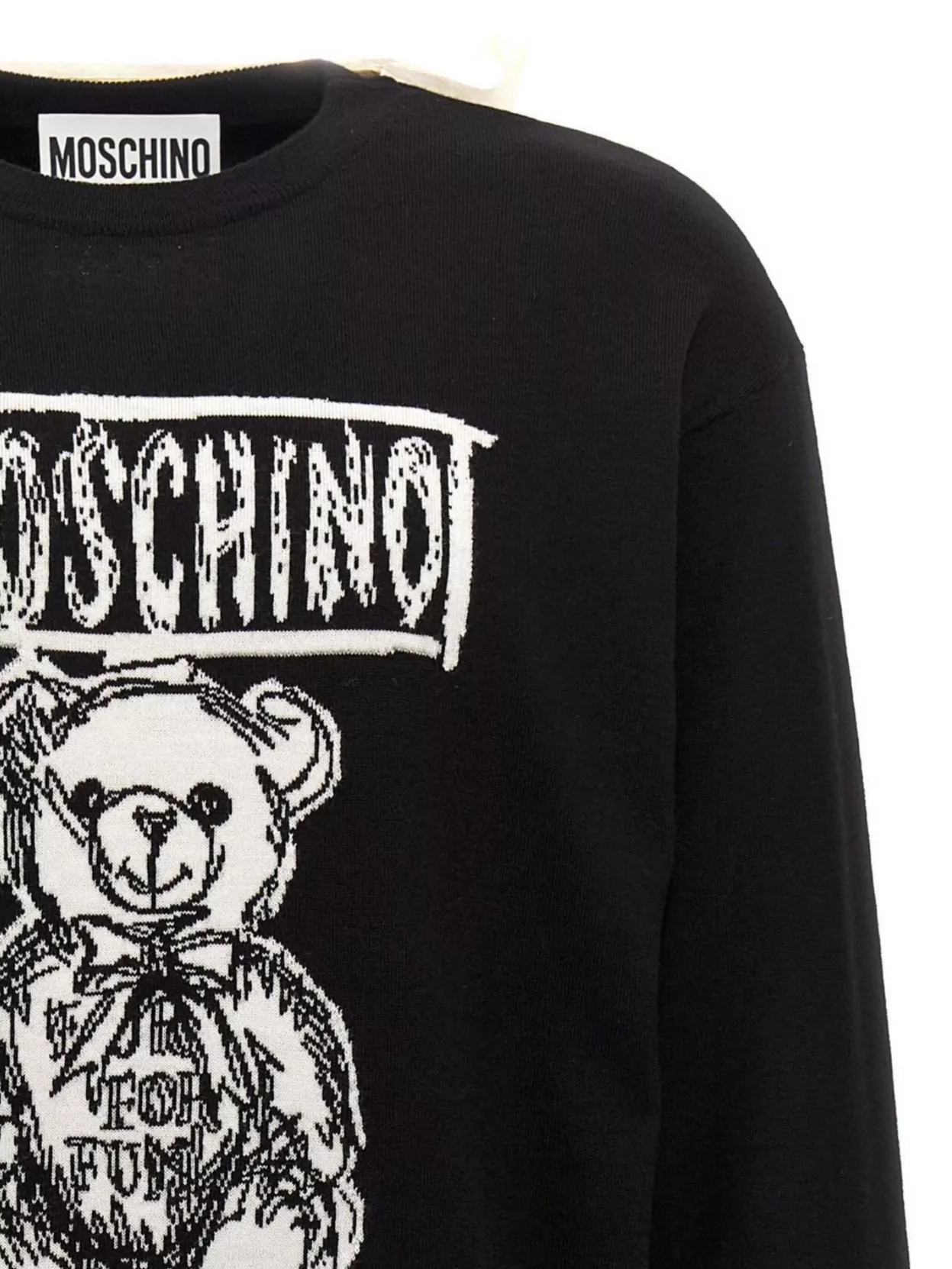 Moschino Crew Neck Logo Intarsia Sweater