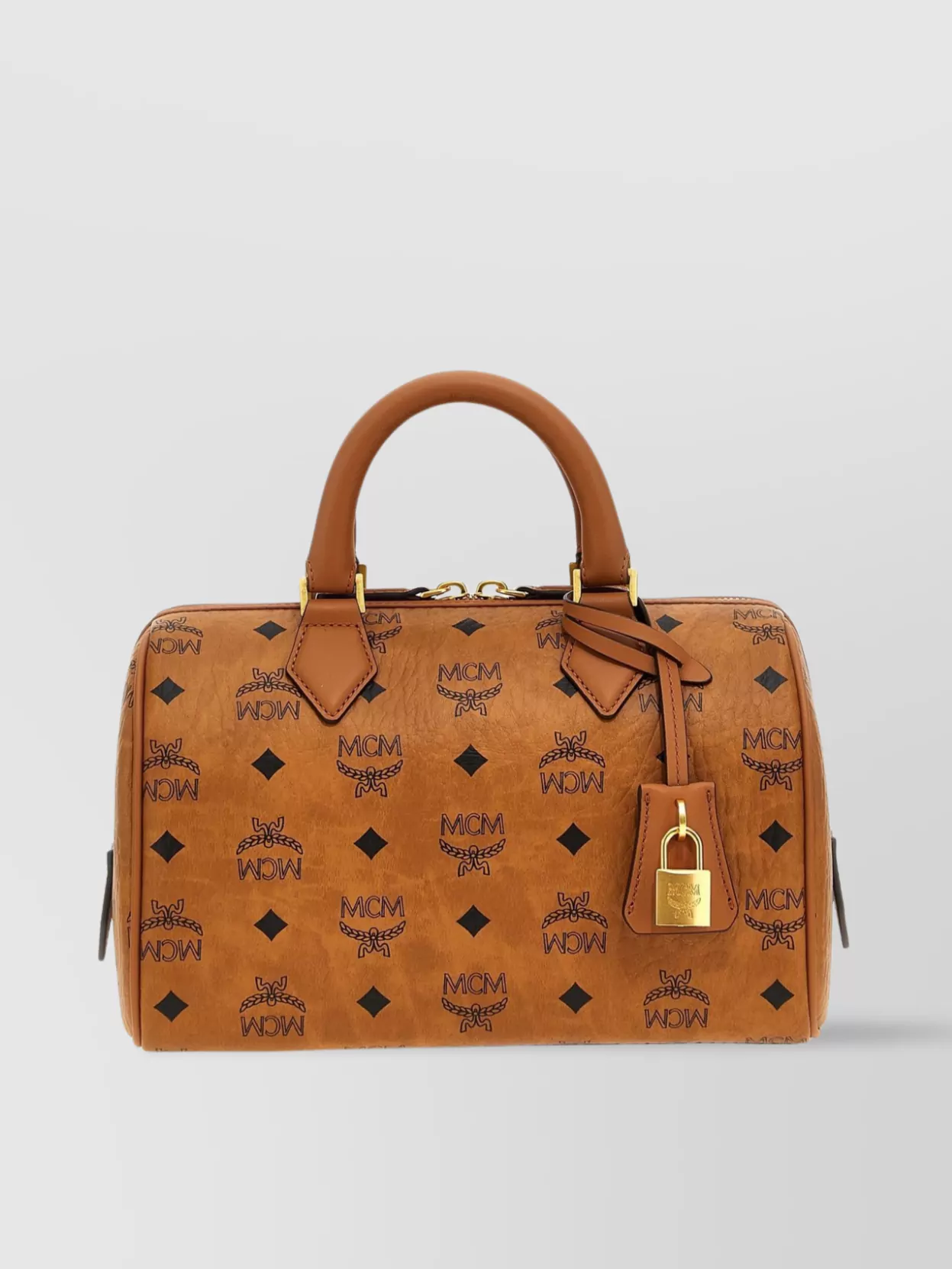 Mcm Shoulder Bag With Adjustable Strap And Top Handle In Brown