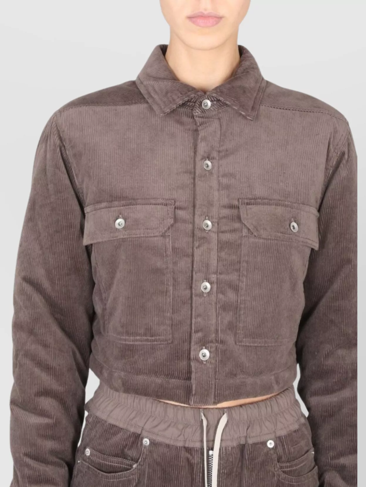 Rick Owens Drkshdw Cropped Corduroy Jacket With Chest Pockets