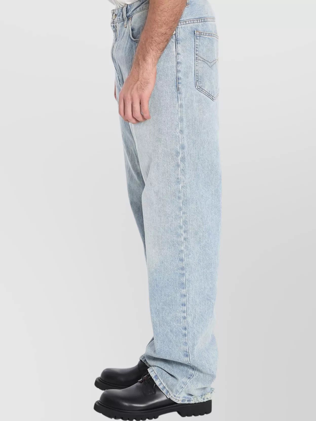 Balenciaga Wide-Leg Faded Denim Trousers With Back Pockets
