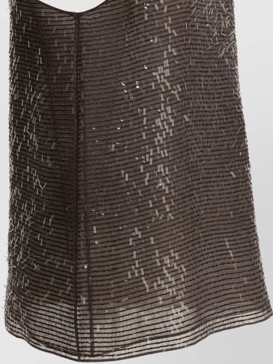 Brunello Cucinelli Sleeveless Scoop Neck Top Sequin Detail Sheer